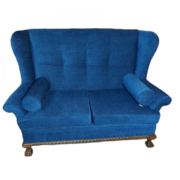 Original Early 20th Century Wingback Loveseat - Fully Restored